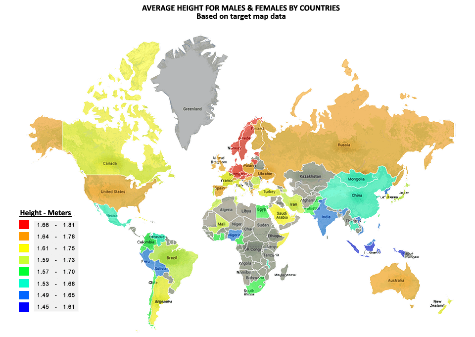 Humain Height World Map
